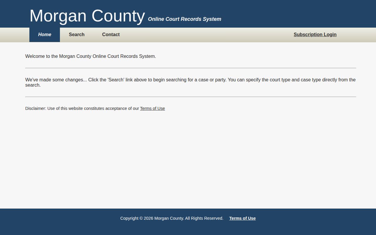Morgan County court search for arrest case disposition